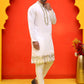 Embroidered Chikankari Kurta Pyjama For Men ( JOKP P 5219 White )