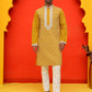 Embroidered Kurta Pyjama For Men ( JOKP P 5220 Mustard )