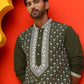 Embroidered Kurta Pyjama For Men ( JOKP P 5220 Olive )