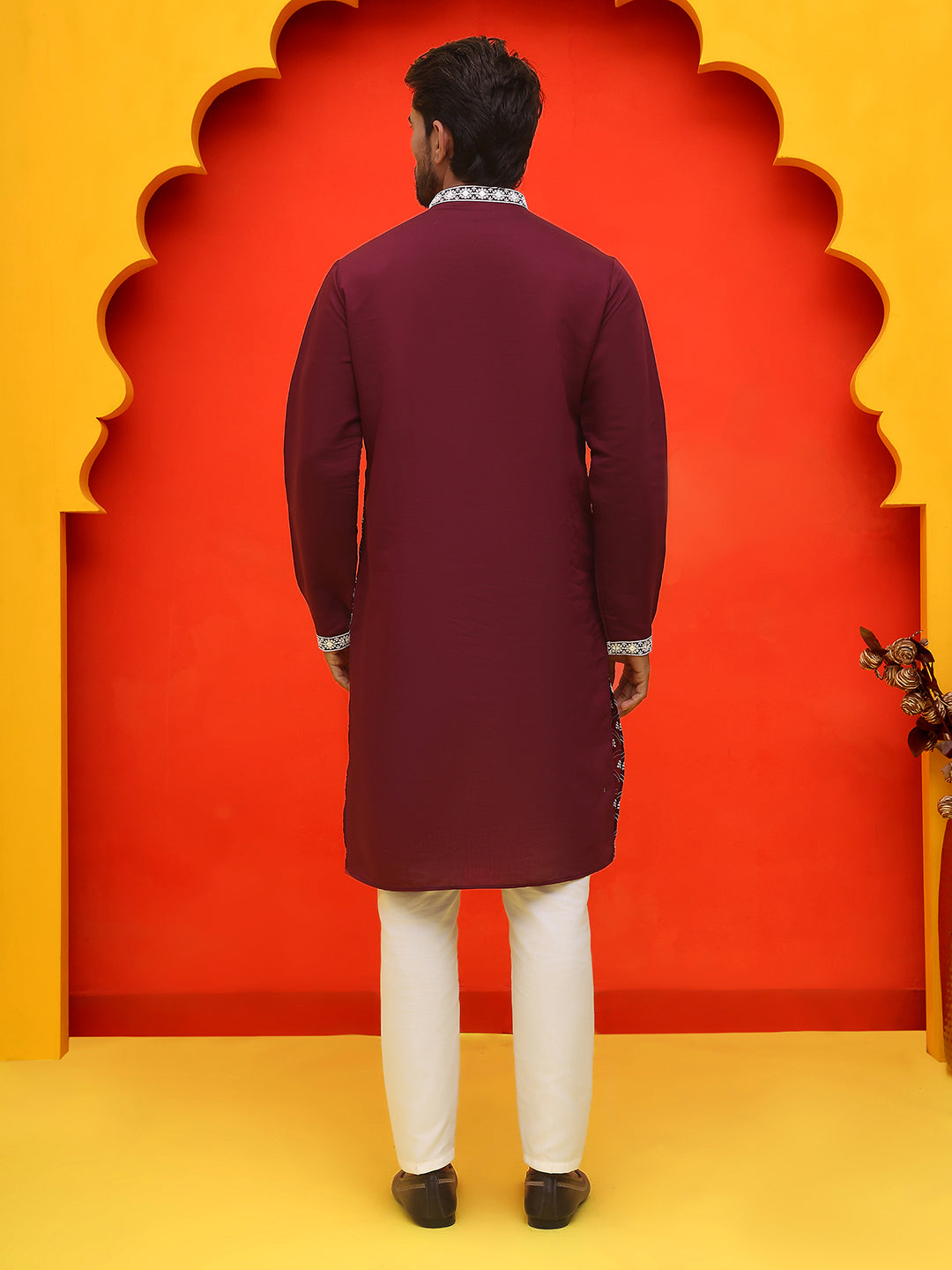 Embroidered Kurta Pyjama For Men ( JOKP P 5220 Purple )