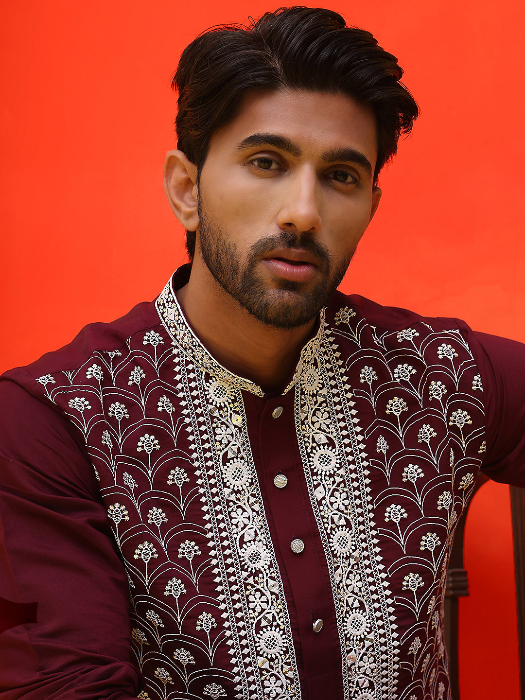 Embroidered Kurta Pyjama For Men ( JOKP P 5220 Purple )