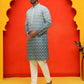 Ombre Printed & Embroidered Kurta Pyjama Set ( JOKP P 5222 Blue )