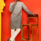 Ombre Printed & Embroidered Kurta Pyjama Set ( JOKP P 5222 Grey )