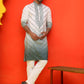 Ombre Printed & Embroidered Kurta Pyjama Set ( JOKP P 5224 Grey )