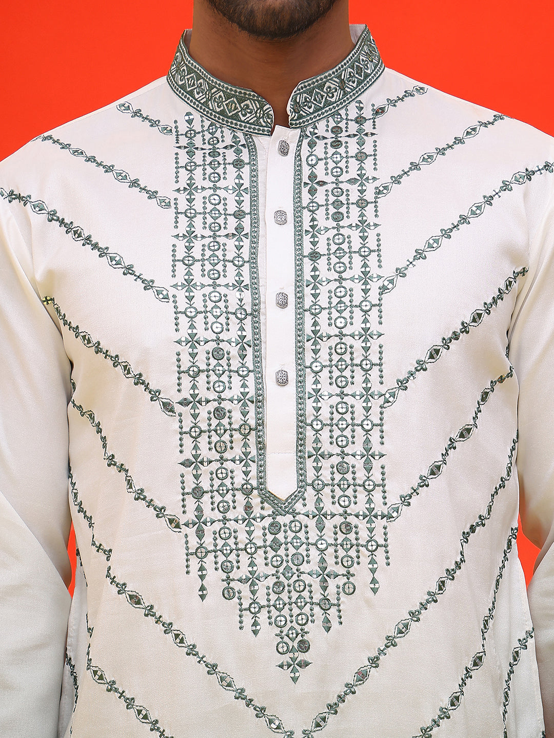 Ombre Printed & Embroidered Kurta Pyjama Set ( JOKP P 5224 Grey )