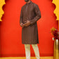 Embroidered straight Kurta Set For Men ( JOKP P 5225 Coffee )