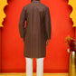 Embroidered straight Kurta Set For Men ( JOKP P 5225 Coffee )