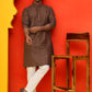 Embroidered straight Kurta Set For Men ( JOKP P 5225 Coffee )