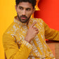 Embroidered & Sequins Kurta Set For Men ( JOKP P 5226 Mustard )