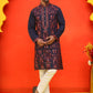 Embroidered & Sequins Kurta Set For Men ( JOKP P 5226 Navy )
