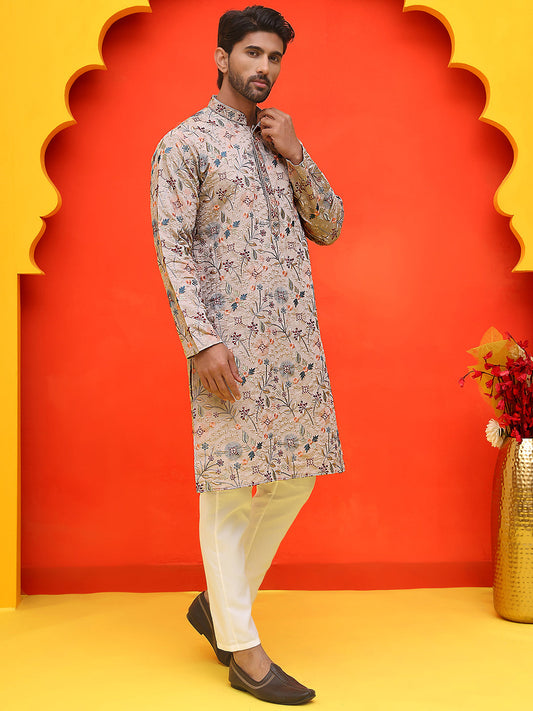 Embroidered Kurta Set For Men ( JOKP P 5227 Cream )