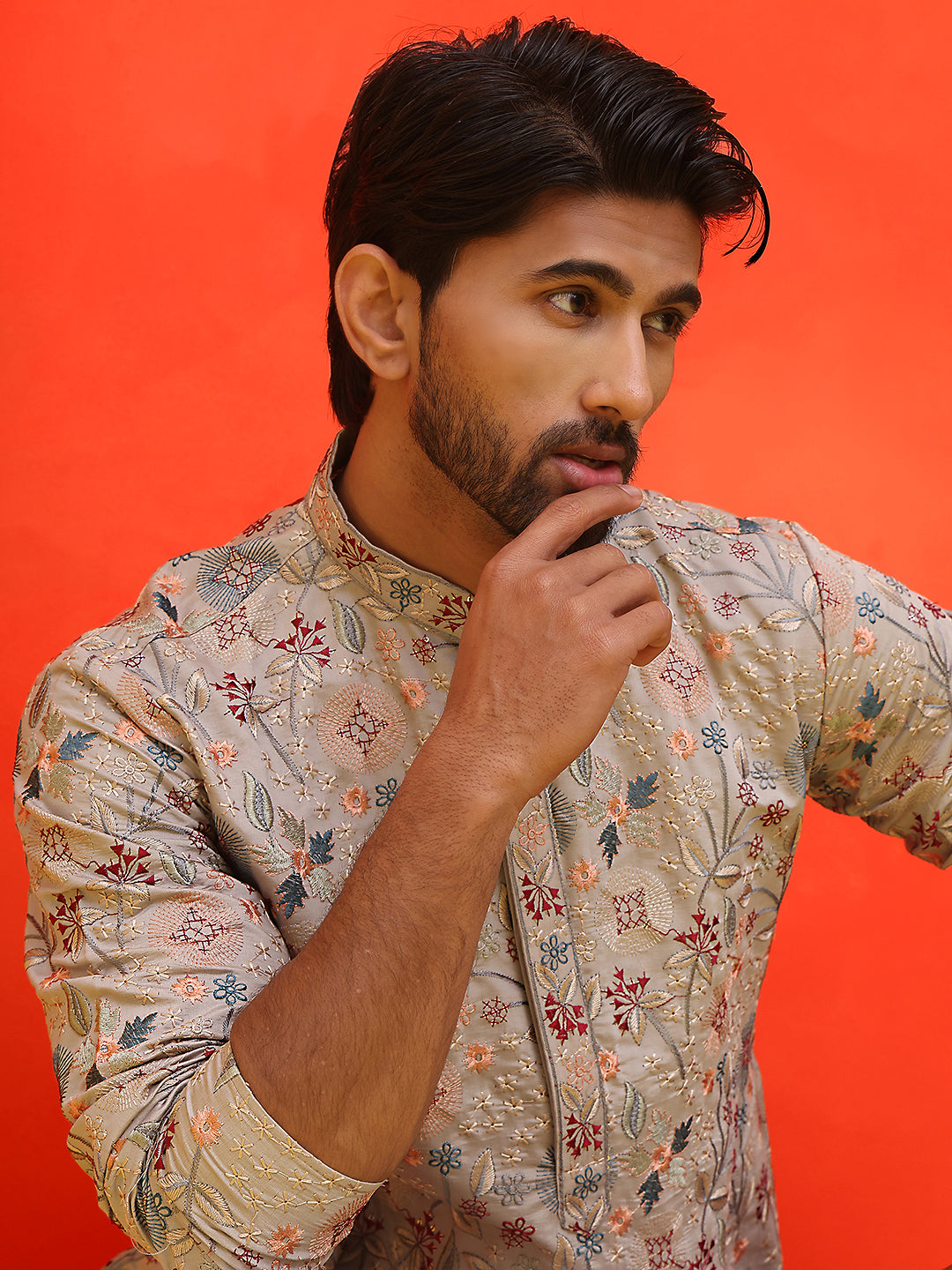 Embroidered Kurta Set For Men ( JOKP P 5227 Cream )