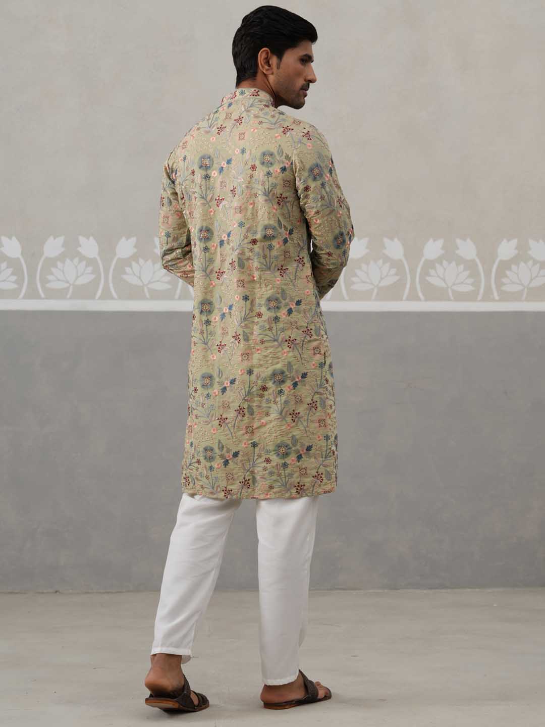 Embroidered Kurta Set For Men ( JOKP P 5227 P 5227Pista ) [FF] [E-3-4]