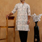 Silk Blend Floral Embroidered Kurta With Korean Pants ( JOKP PJ11B B 5227 White )