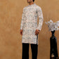 Silk Blend Floral Embroidered Kurta With Korean Pants ( JOKP PJ11B B 5227 White )