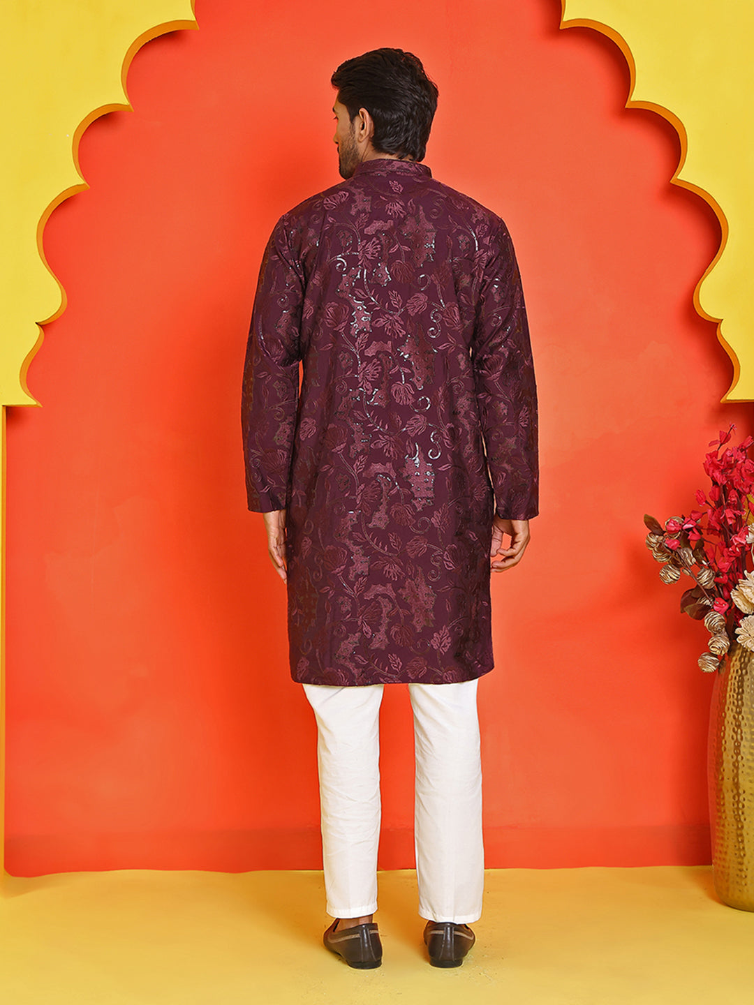 Embroidered Kurta Set For Men ( JOKP P 5228 Purple )