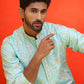 Men's Embroidered Kurta Pyjama ( JOKP P 5229 Sky )
