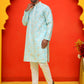 Men's Embroidered Kurta Pyjama ( JOKP P 5229 Sky )