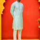 Men's Embroidered Kurta Pyjama ( JOKP P 5229 Sky )