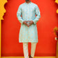 Men's Embroidered Kurta Pyjama ( JOKP P 5229 Sky )