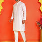 Embroidered and mirror work straight Kurta Set For Men ( JOKP P 5231 Peach )
