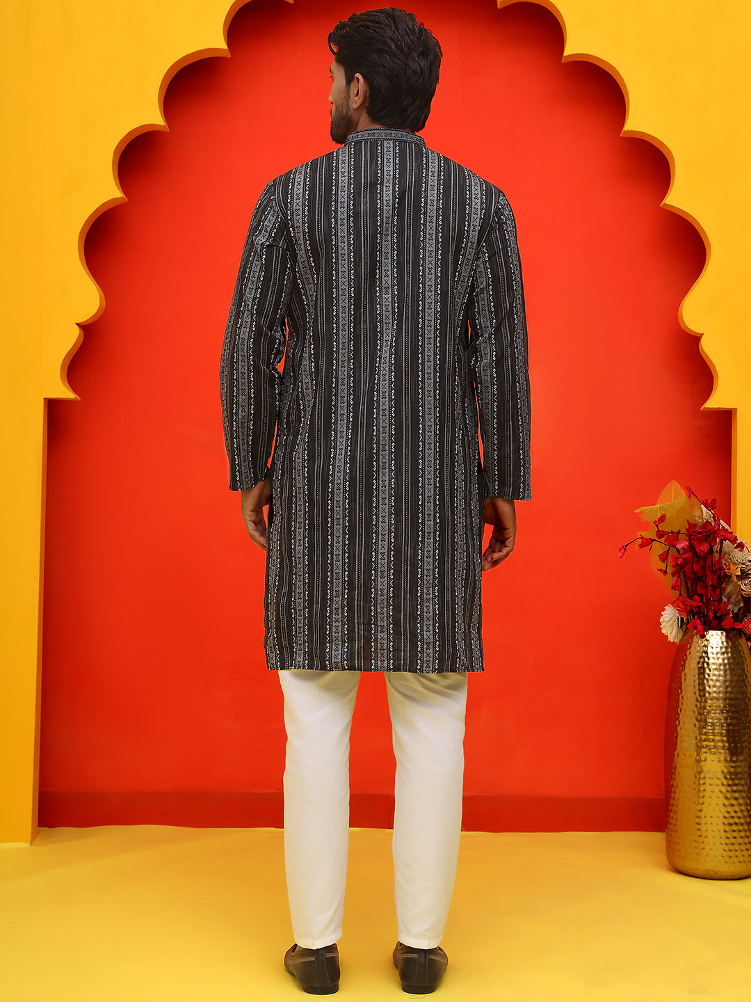 Self Design Cotton Straight Kurta Set ( JOKP P 5232 Black )