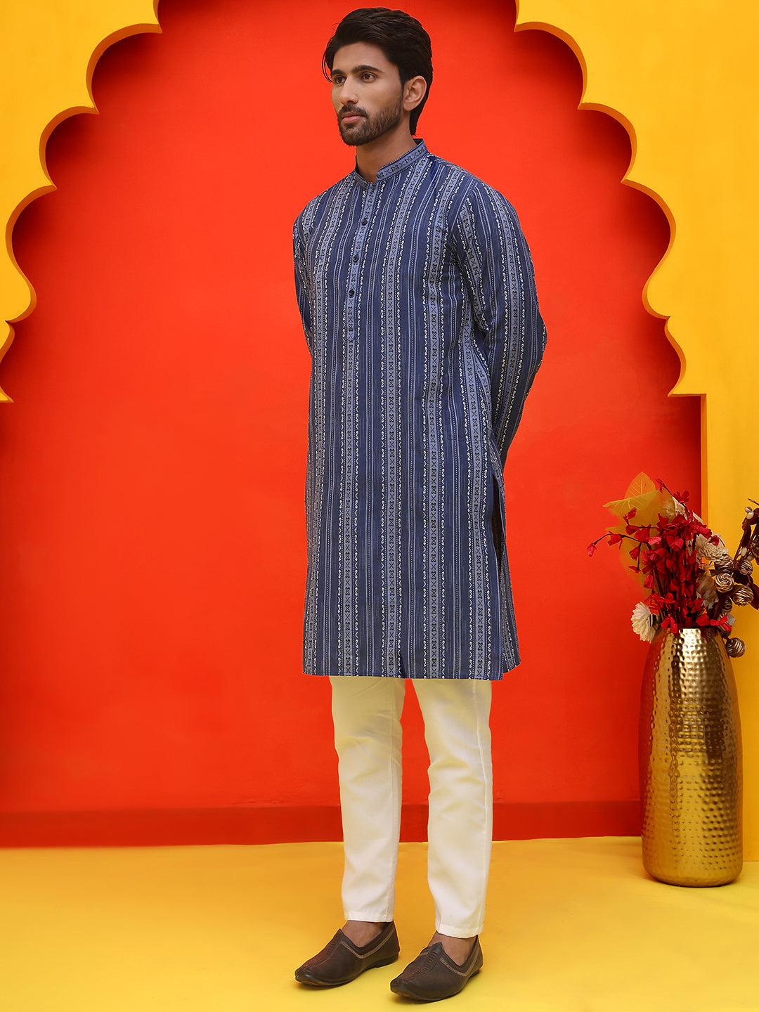 Self Design Cotton Straight Kurta Set ( JOKP P 5232 Blue )