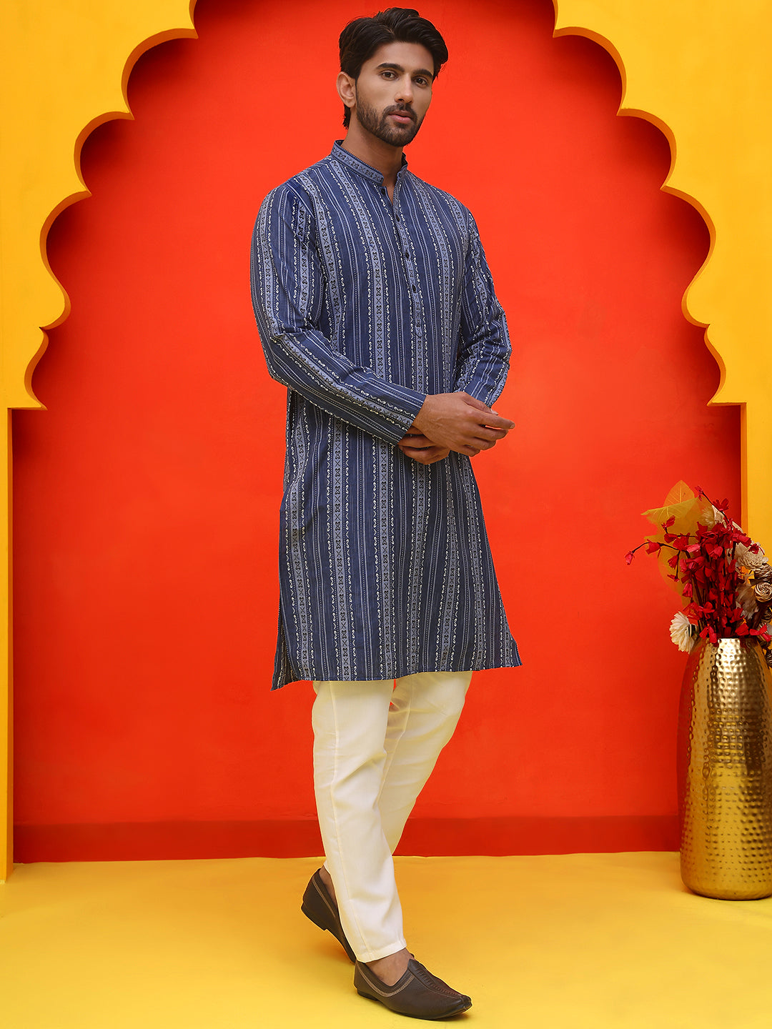 Self Design Cotton Straight Kurta Set ( JOKP P 5232 Blue )