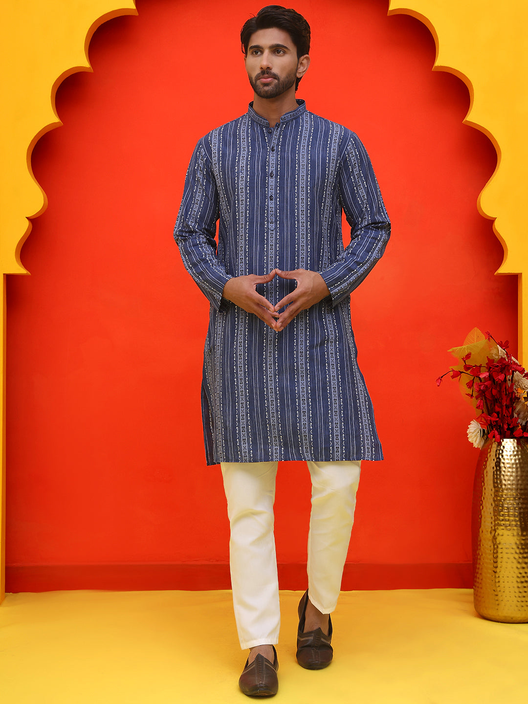 Self Design Cotton Straight Kurta Set ( JOKP P 5232 Blue )