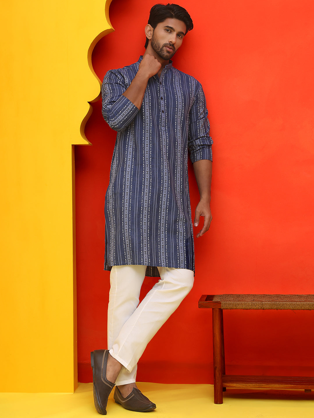 Self Design Cotton Straight Kurta Set ( JOKP P 5232 Blue )