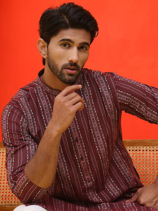 Self Design Cotton Straight Kurta Set ( JOKP P 5232 Maroon )