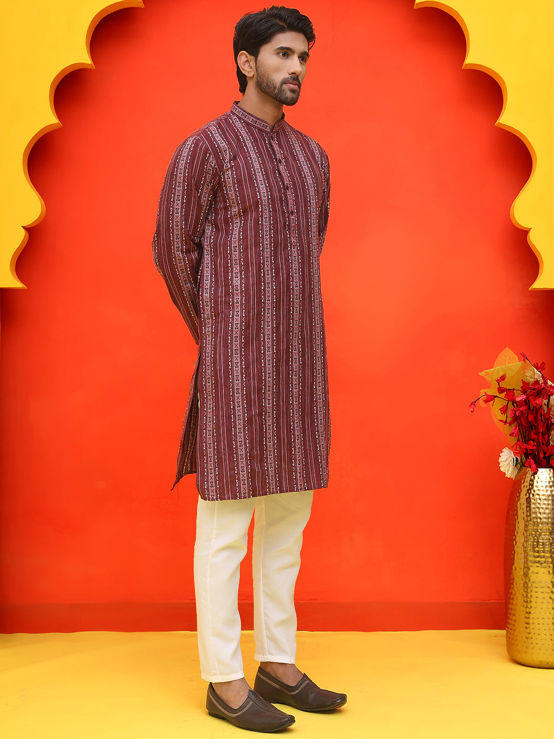 Self Design Cotton Straight Kurta Set ( JOKP P 5232 Maroon )