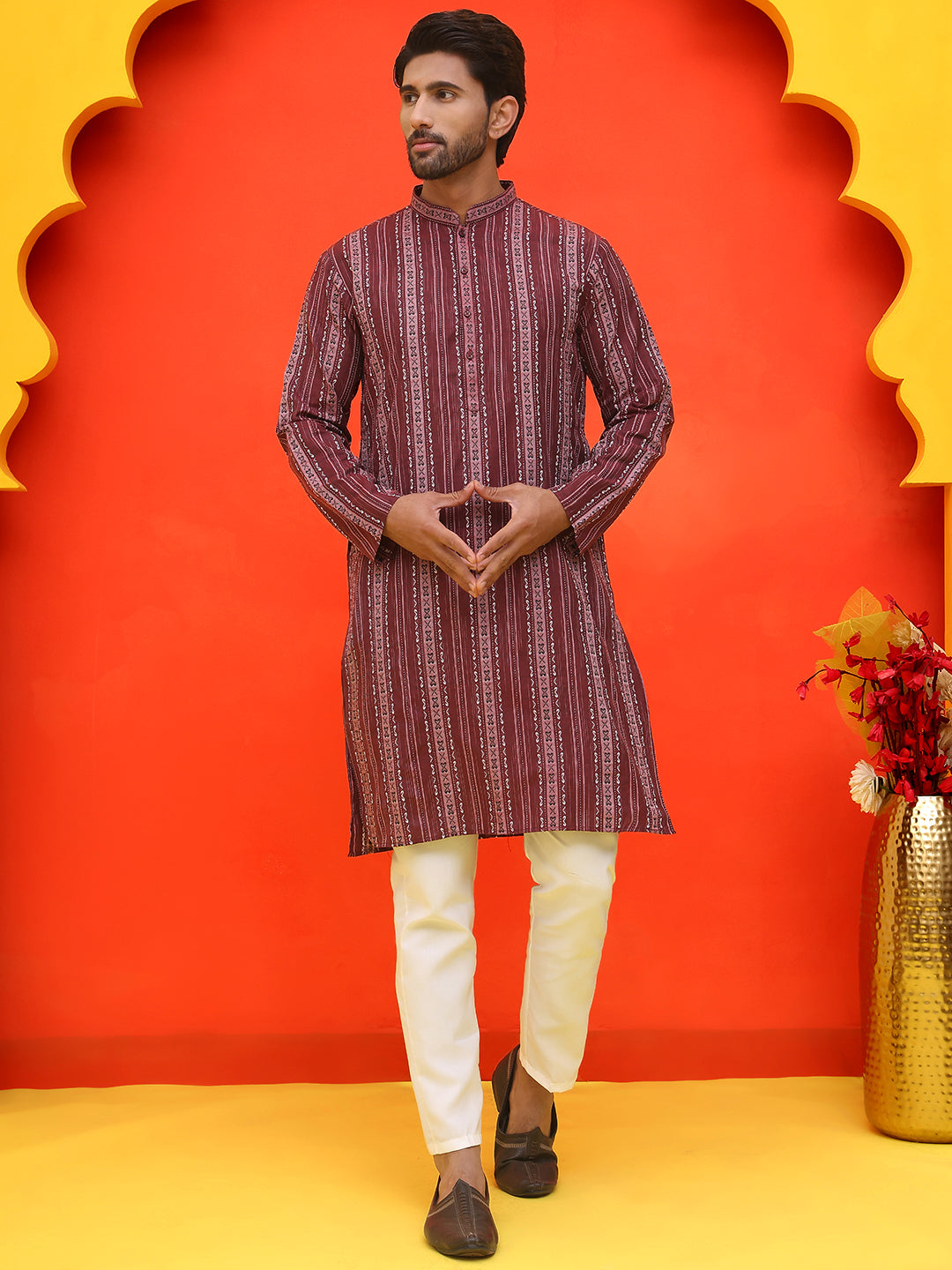 Self Design Cotton Straight Kurta Set ( JOKP P 5232 Maroon )
