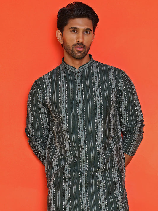 Self Design Cotton Straight Kurta Set ( JOKP P 5232 Olive )