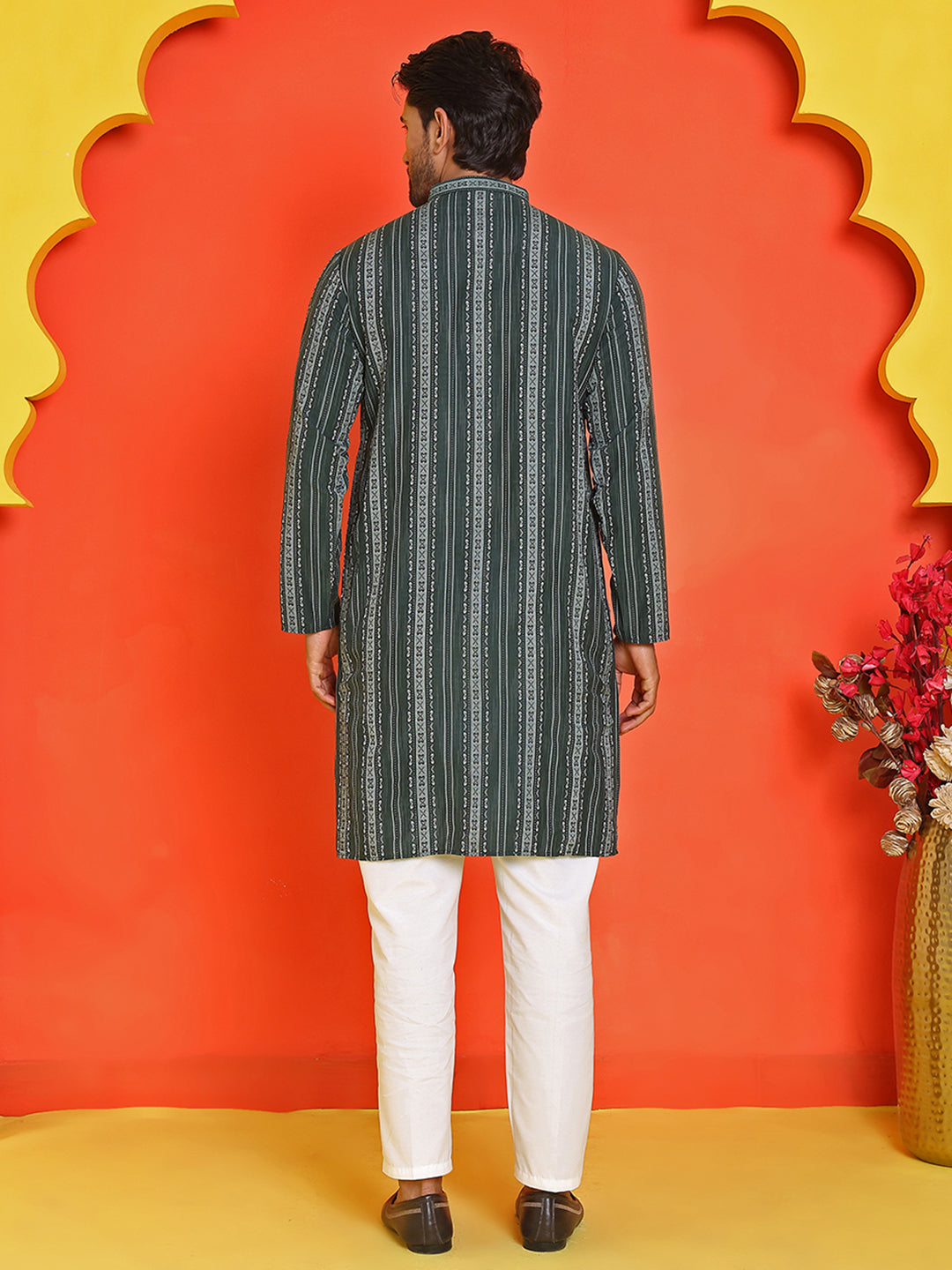 Self Design Cotton Straight Kurta Set ( JOKP P 5232 Olive )