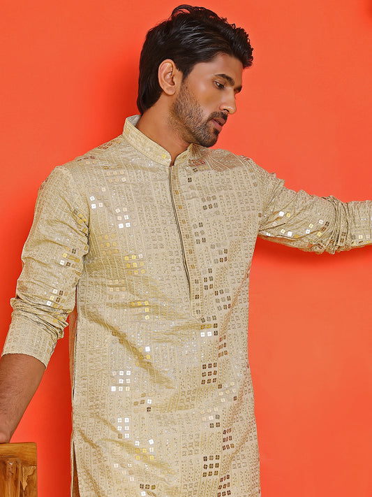 Embroidered & Sequins Kurta Pyjama ( JOKP P 5233 Pista )