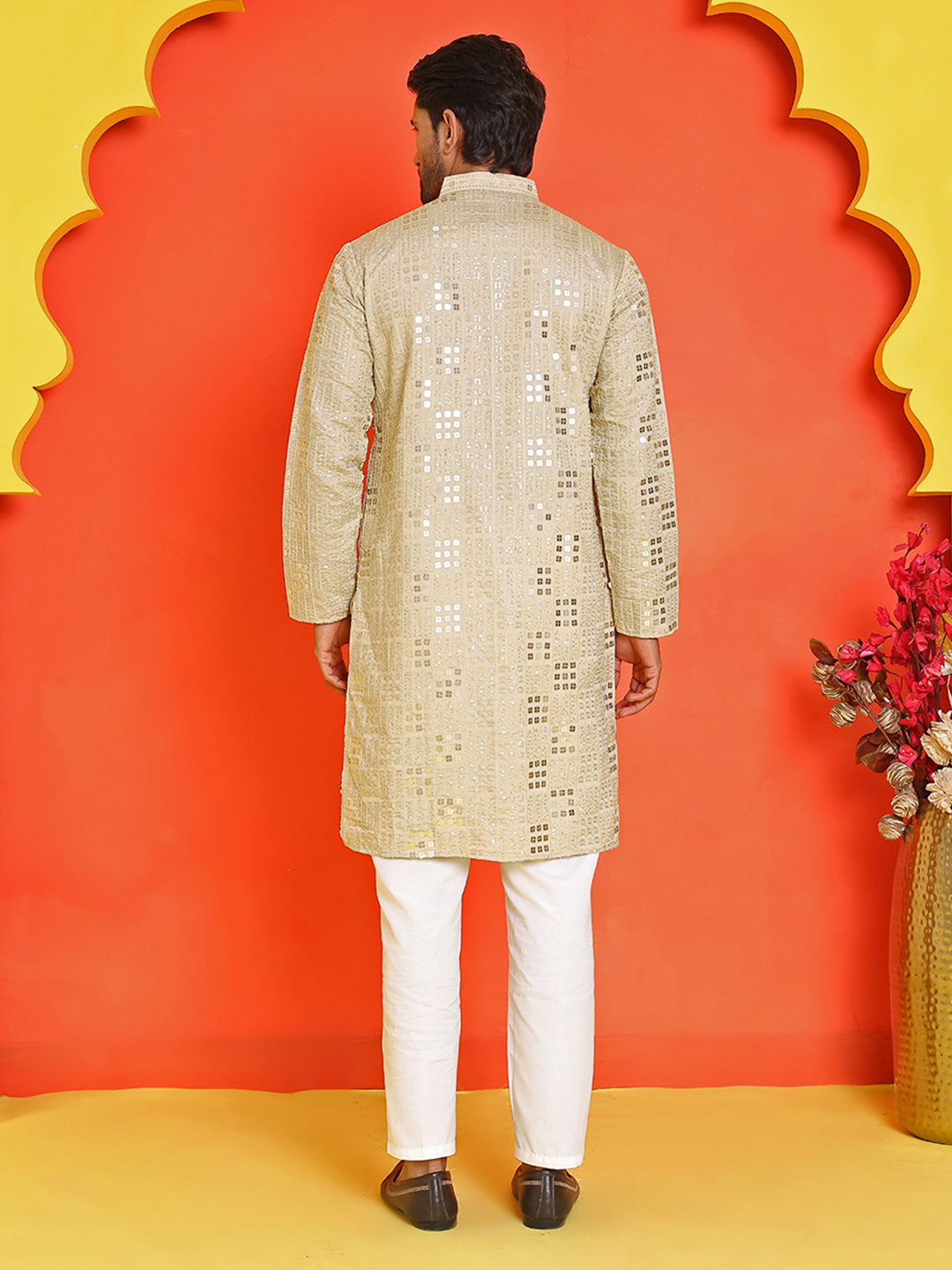 Embroidered & Sequins Kurta Pyjama ( JOKP P 5233 Pista )