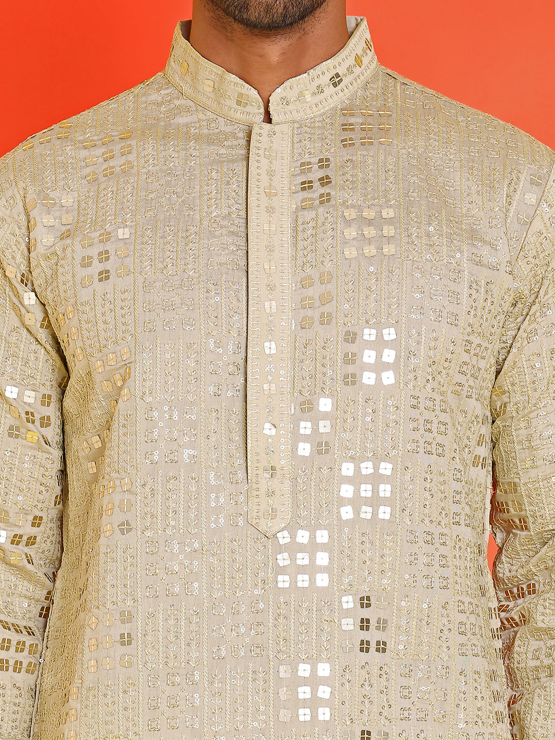 Embroidered & Sequins Kurta Pyjama ( JOKP P 5233 Pista )