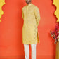 Embroidered & Sequins Kurta Pyjama ( JOKP P 5233 Yellow )