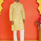 Embroidered & Sequins Kurta Pyjama ( JOKP P 5233 Yellow )