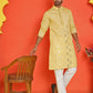 Embroidered & Sequins Kurta Pyjama ( JOKP P 5233 Yellow )