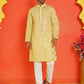Embroidered & Sequins Kurta Pyjama ( JOKP P 5233 Yellow )