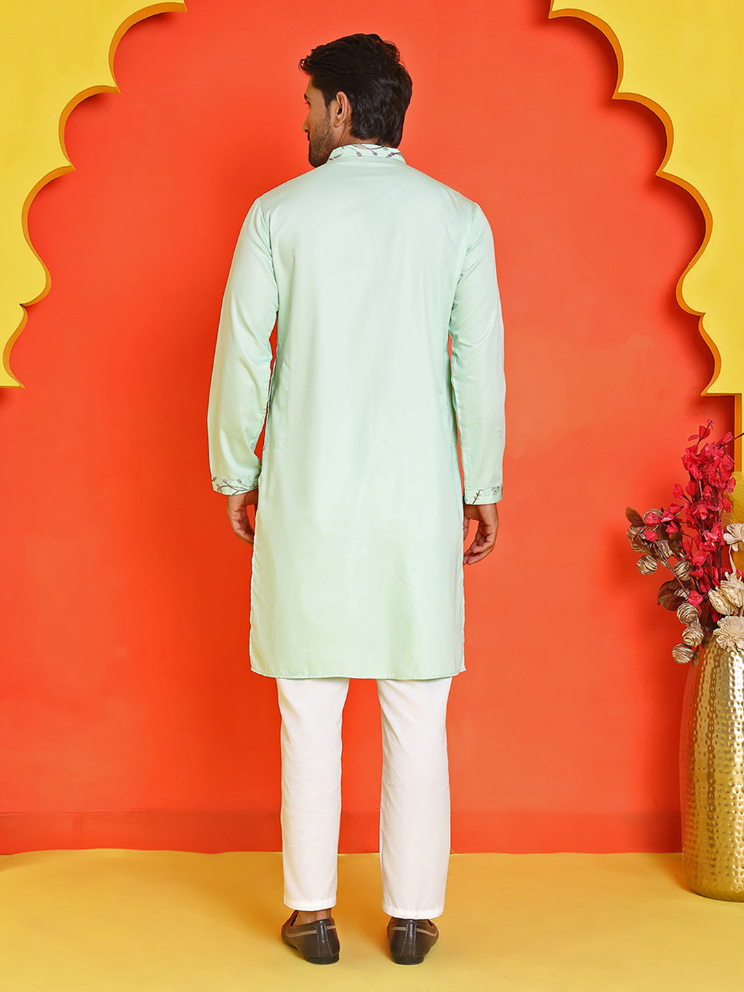 Floral Embroidered Straight Kurta Set ( JOKP P 5236 Sky )