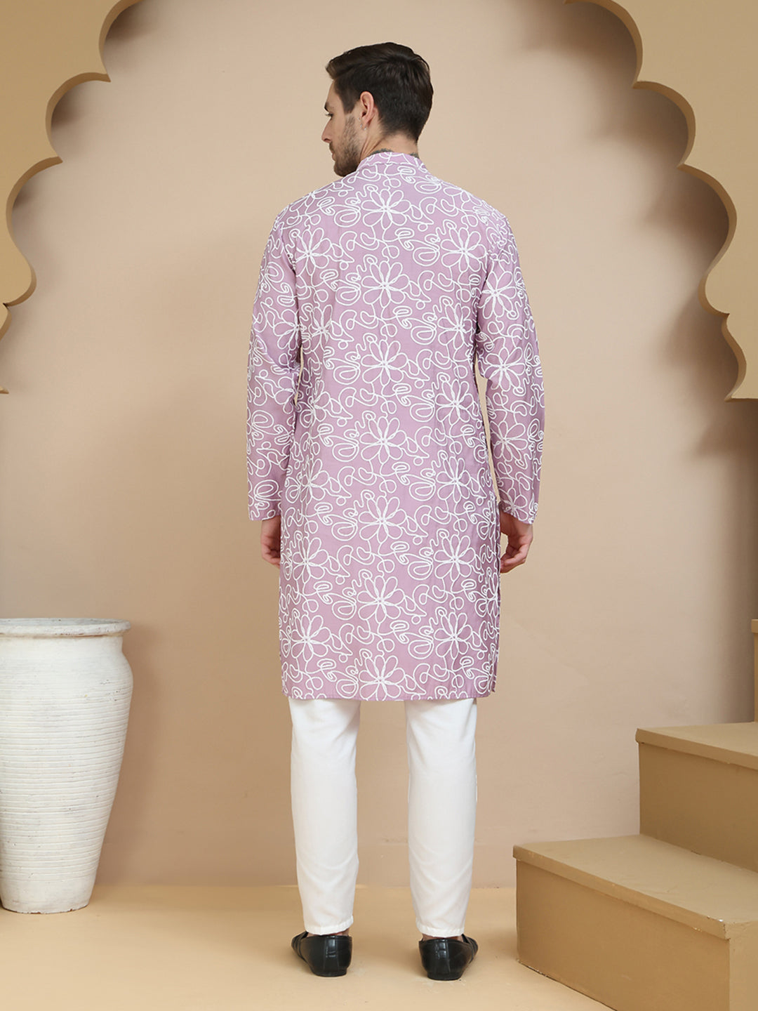 Floral Printed Kurta Pyjama for Men ( JOKP P 5237 Magenta )