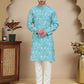 Floral Printed Kurta Pyjama for Men ( JOKP P 5237 Sky )