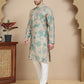 Stylish Beige Kurta Set with Artistic Teal Paisley Print ( JOKP P 5242 Beige )