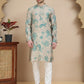Stylish Beige Kurta Set with Artistic Teal Paisley Print ( JOKP P 5242 Beige )