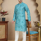 Stylish Blue Kurta Set with Artistic Teal Paisley Print ( JOKP P 5242 Blue )