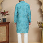 Stylish Blue Kurta Set with Artistic Teal Paisley Print ( JOKP P 5242 Blue )