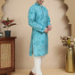 Stylish Blue Kurta Set with Artistic Teal Paisley Print ( JOKP P 5242 Blue )